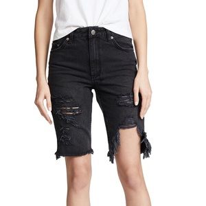 Ksubi black distressed denim biker shorts